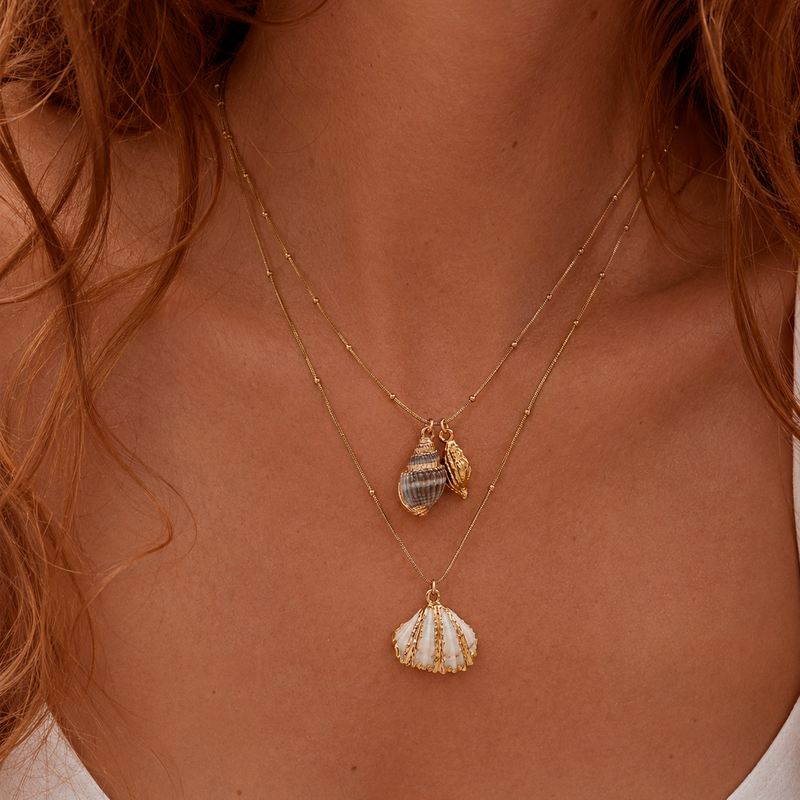 Collana Oceana Conchiglia Naturale Oro