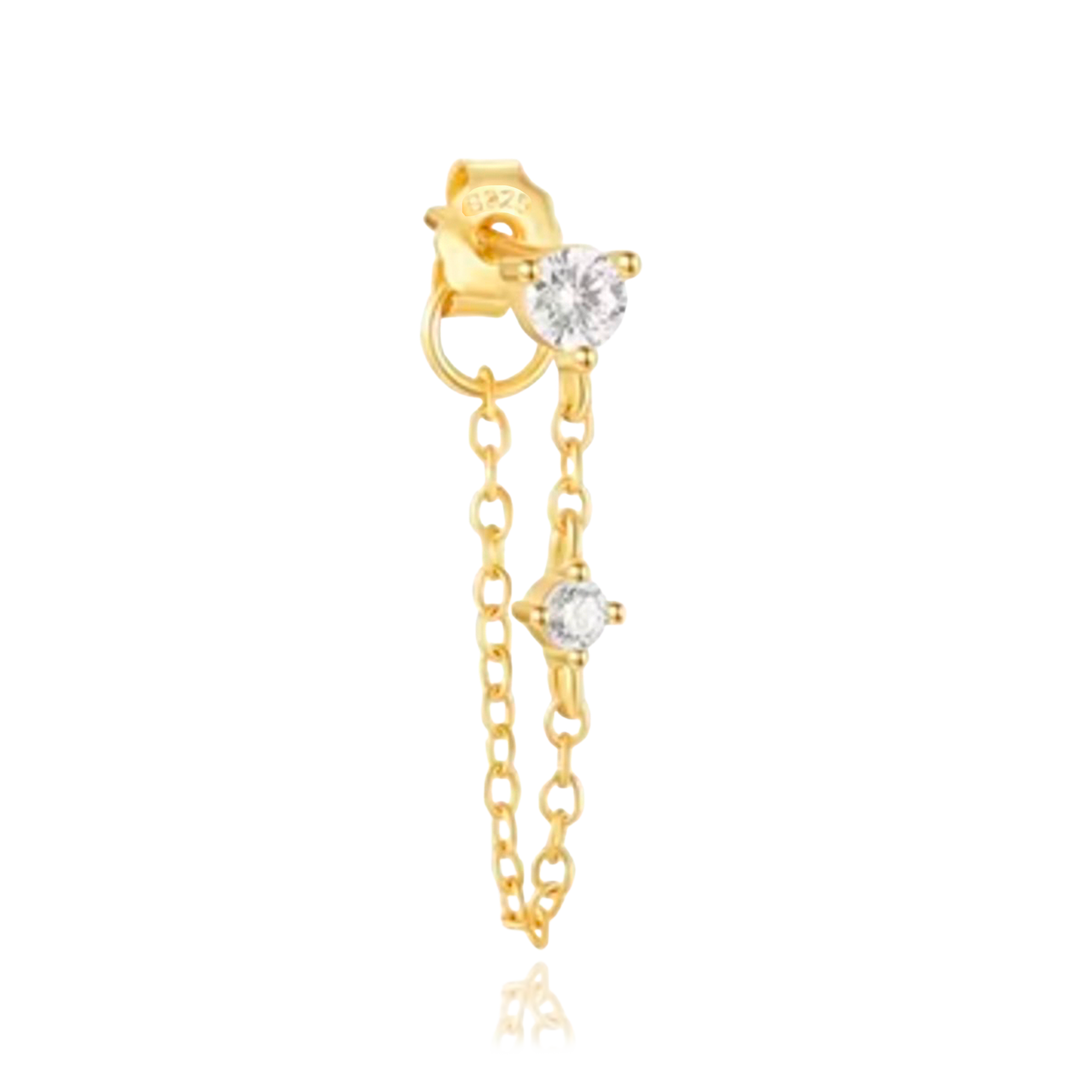 Pendiente Circonita Cadenita Oro
