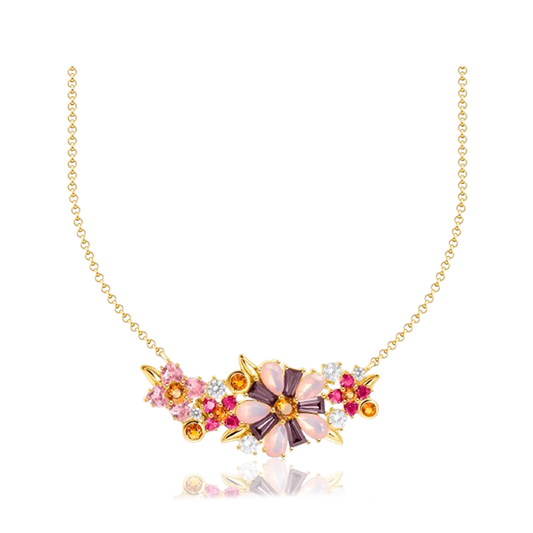 Collar Flores de Colores Oro