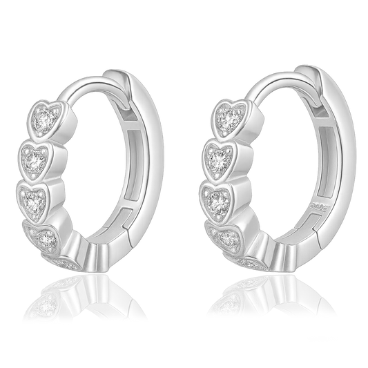 Aros Mini Corazones Plata