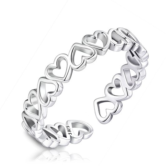 Anillo Corazones Plata