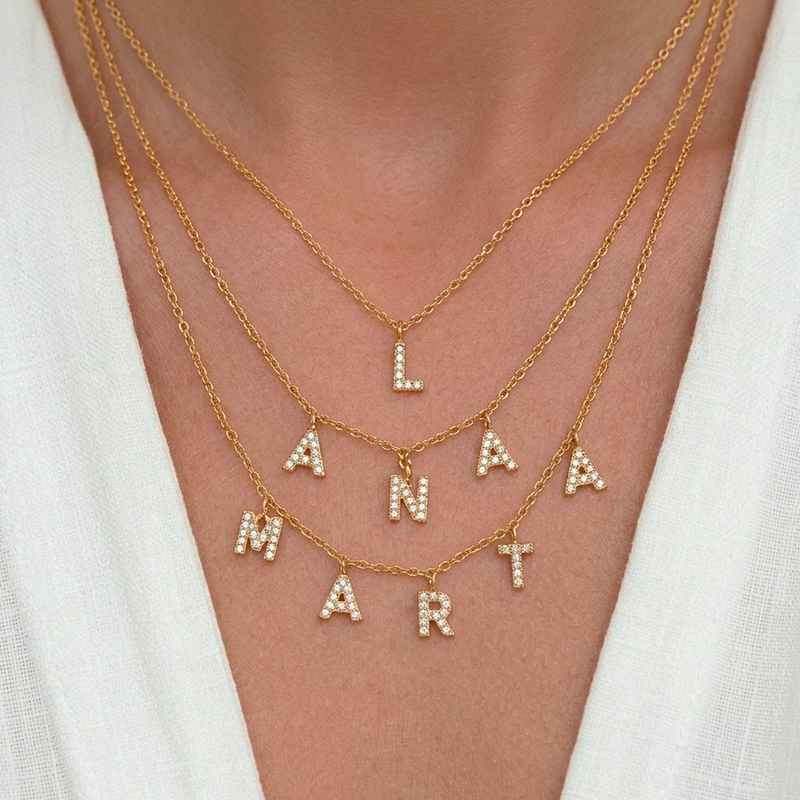 Collar Iniciales Personalizado Oro