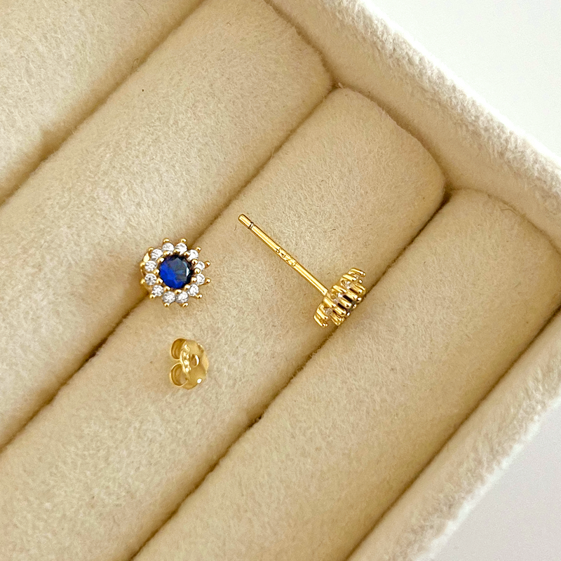 Orecchino Girasole Blu Oro