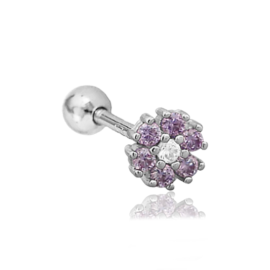 Orecchino Fiore Anemone Lilla Argento