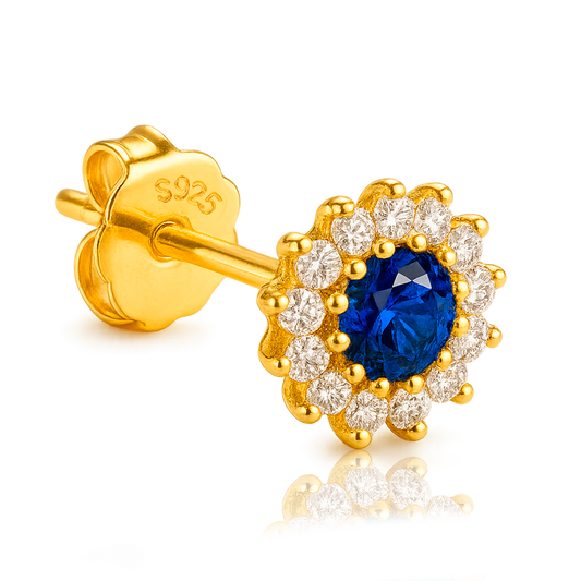 Pendiente Girasol Azul Oro