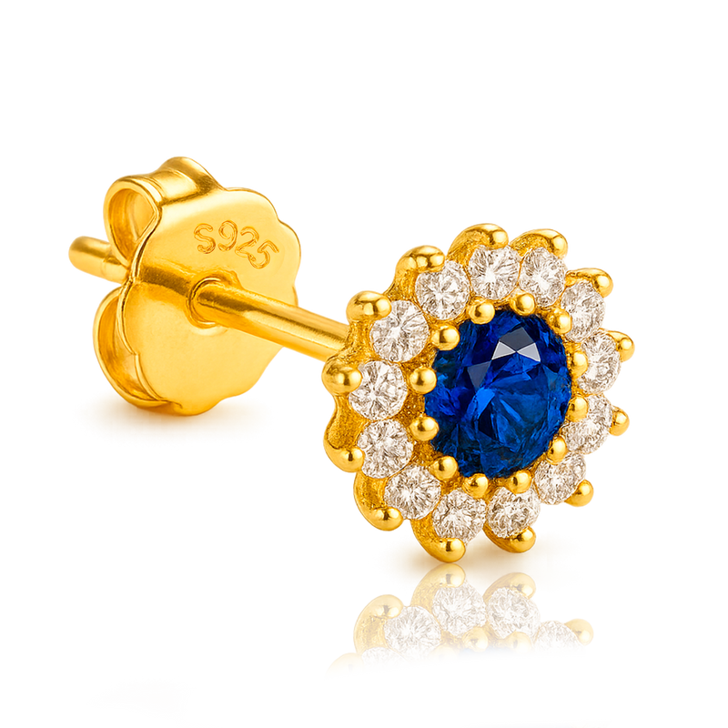 Orecchino Girasole Blu Oro