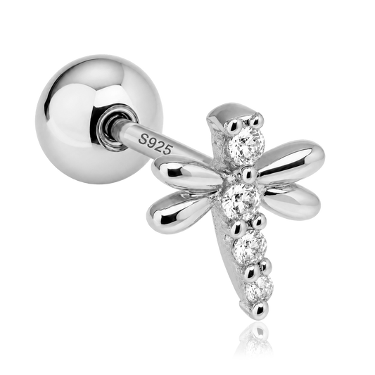 Pendiente Mini Shiny Libélula Plata