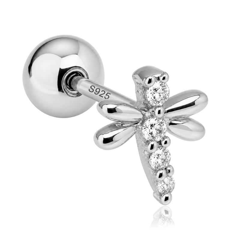 Pendiente Mini Shiny Libélula Plata