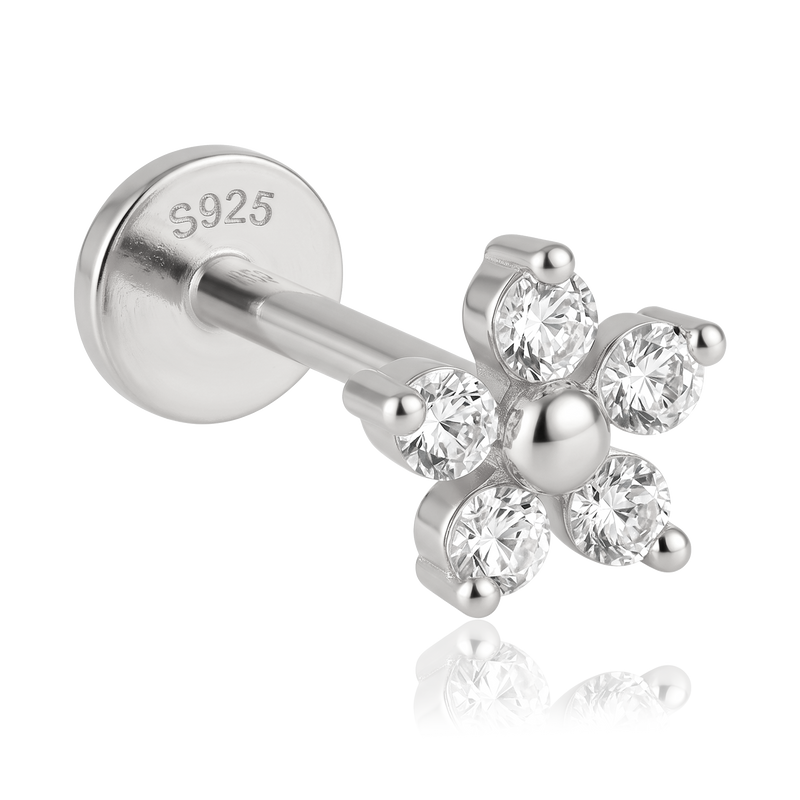 Orecchino White Daisy Argento