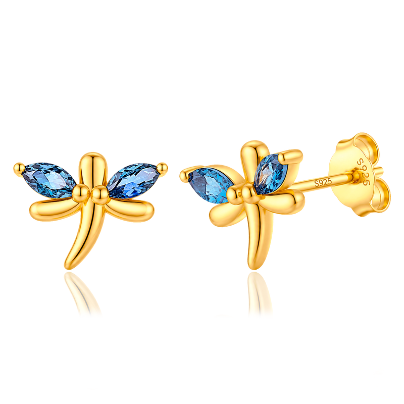 Orecchini Blue Libellula Oro