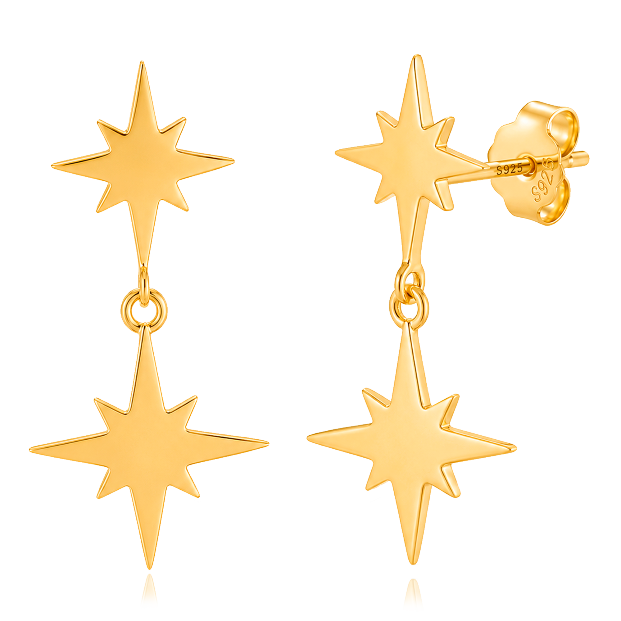 Pendientes Doble Estrella Oro