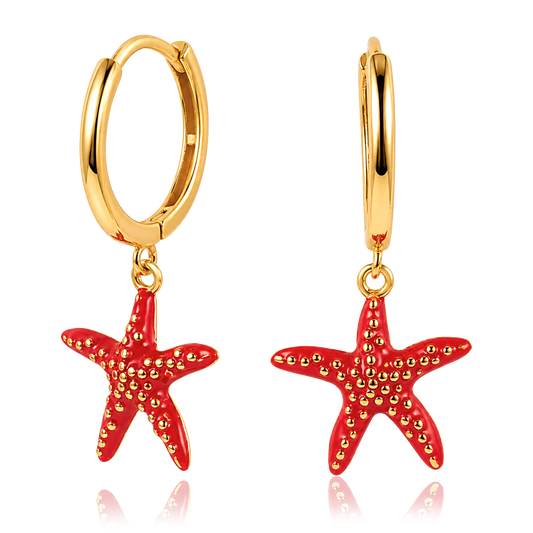 Orecchini a Stella Marina Rossi Oro