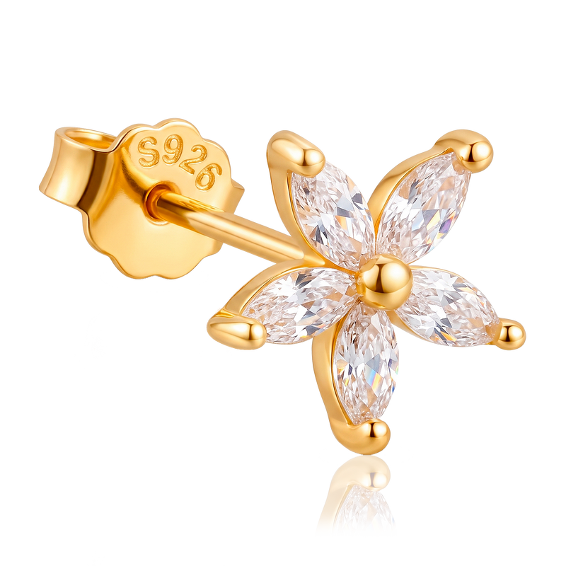 Orecchino Fiore Bianco Oro