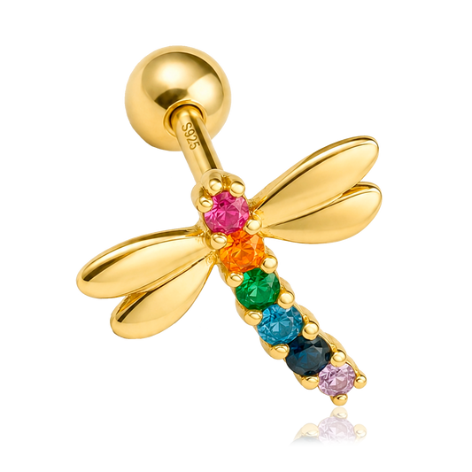 Pendiente Colorful Libélula Oro