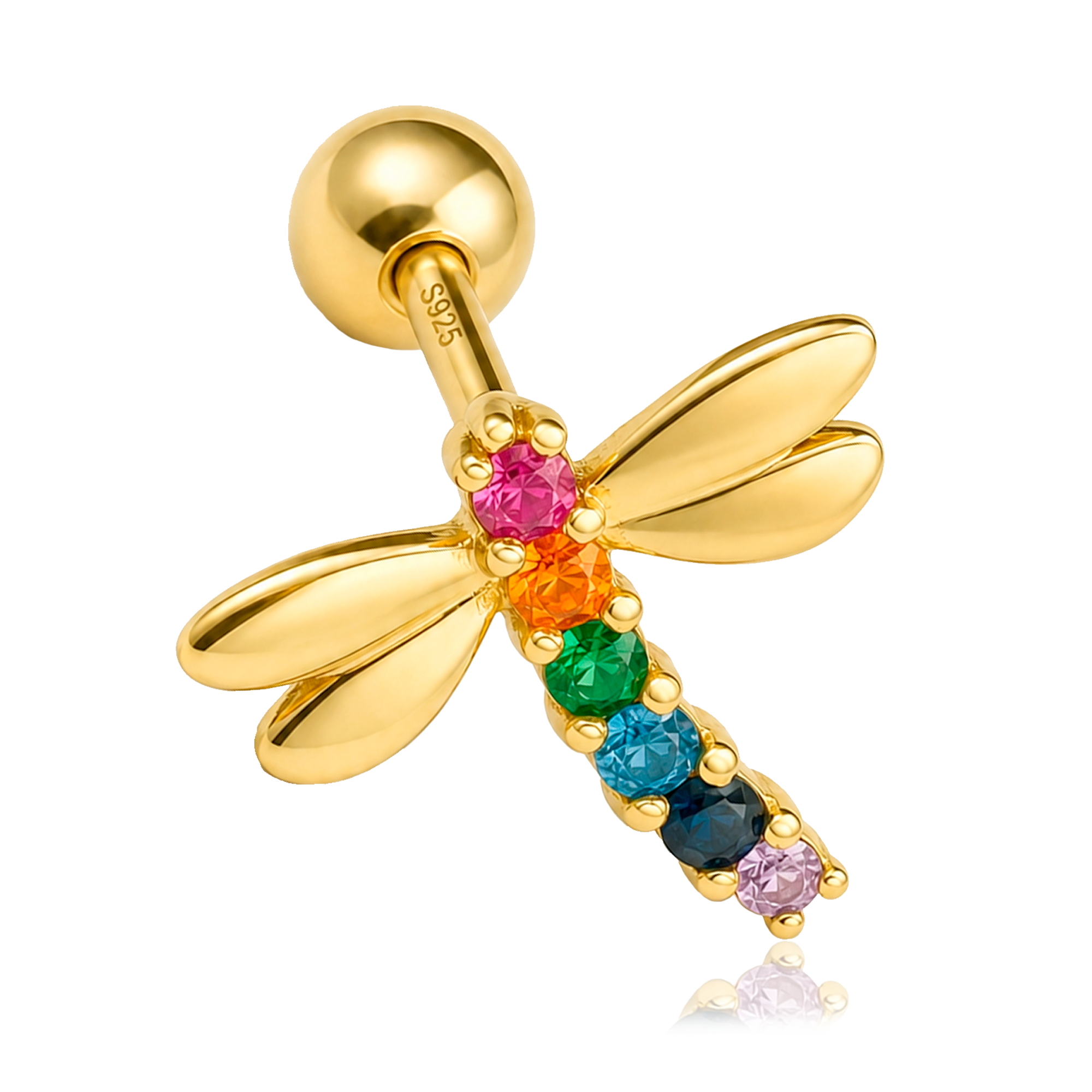 Orecchino Colorato Libellula Oro