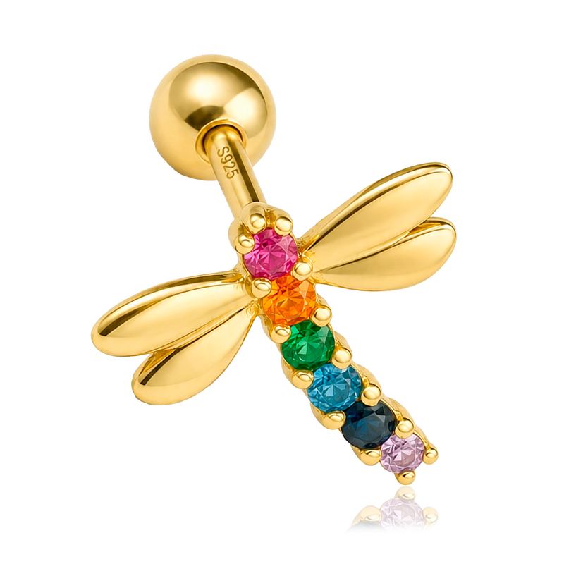 Pendiente Colorful Libélula Oro