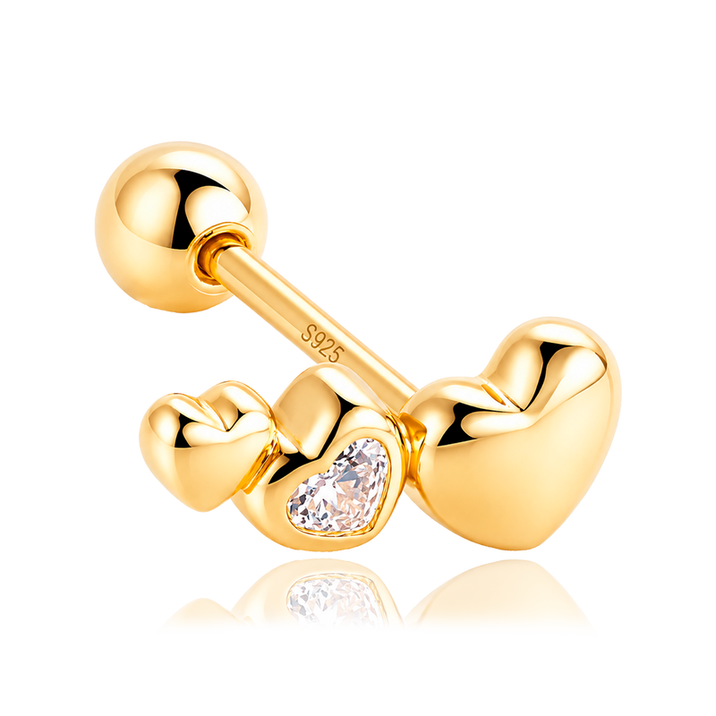 Orecchino Mini Cuori Oro