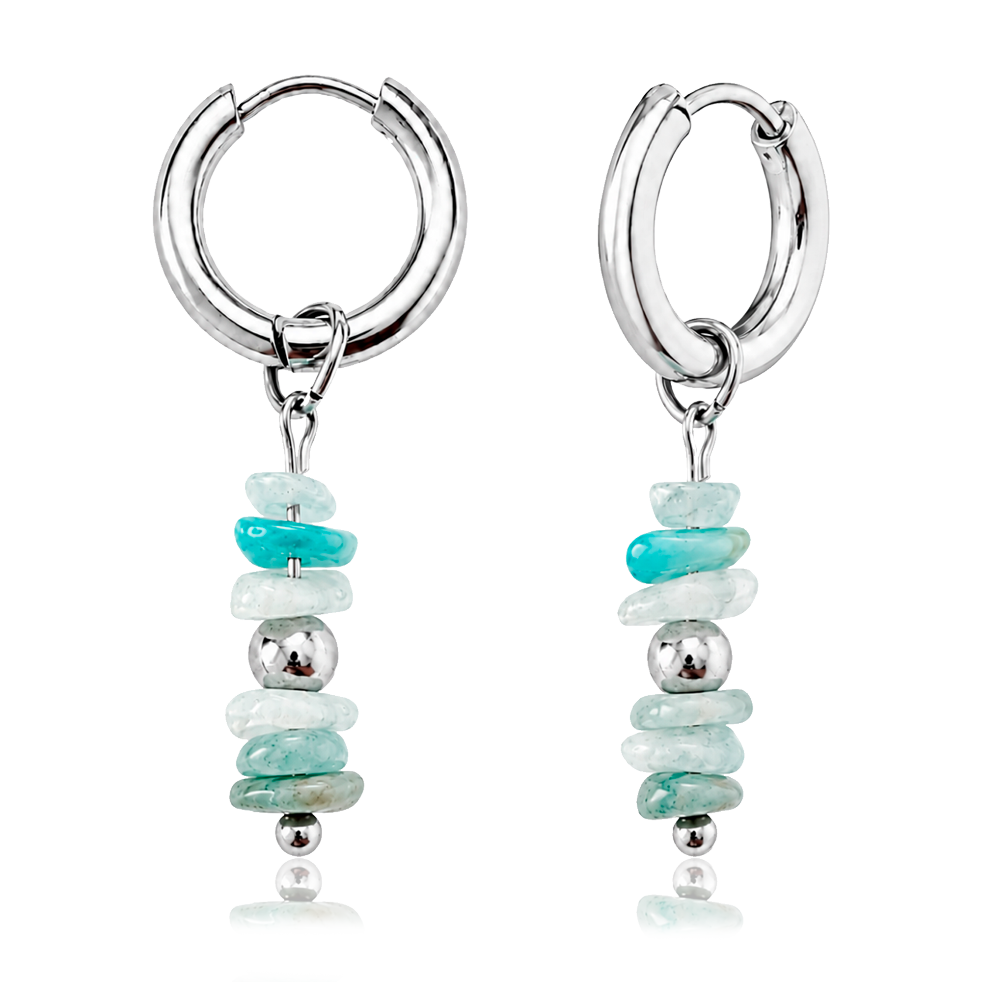 Aros Small Basic Amazonita Charms Plata