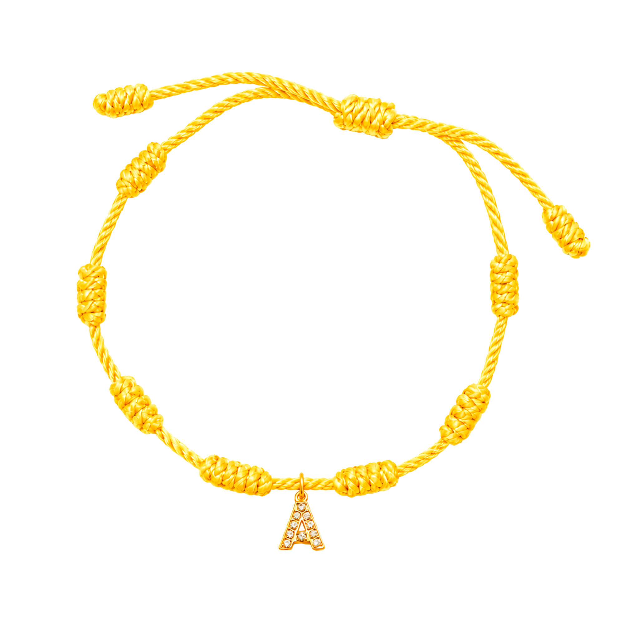 Pulsera 7 Nudos Amarilla Inicial Brillante