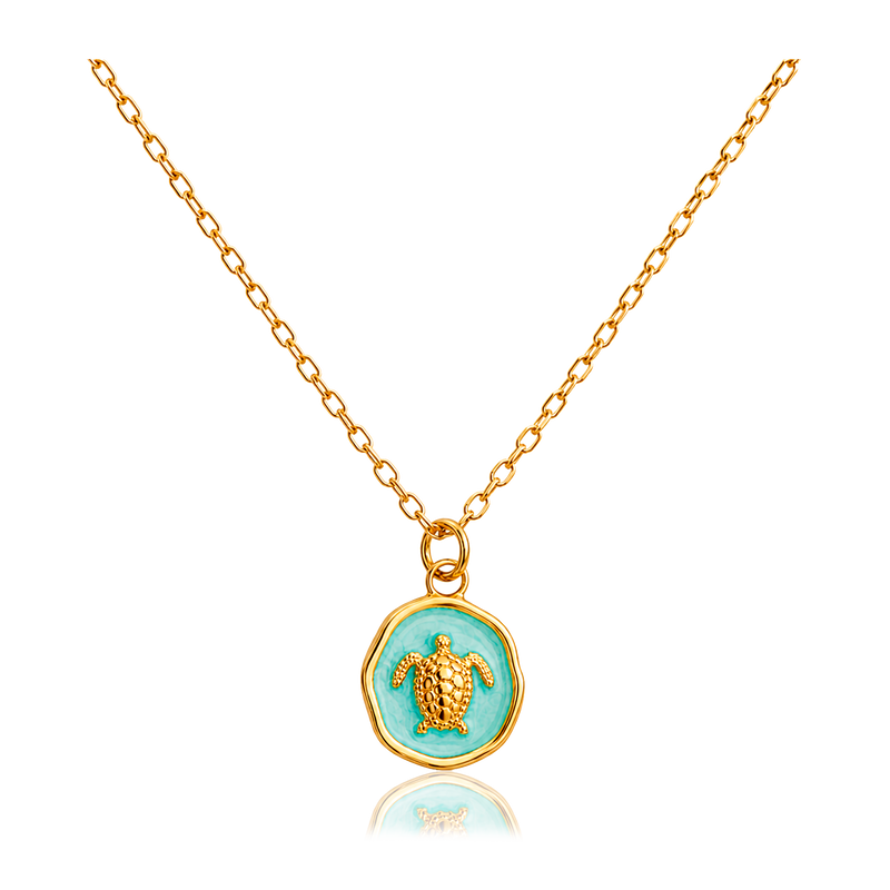 Collar Turquesa Sea Turtle Oro