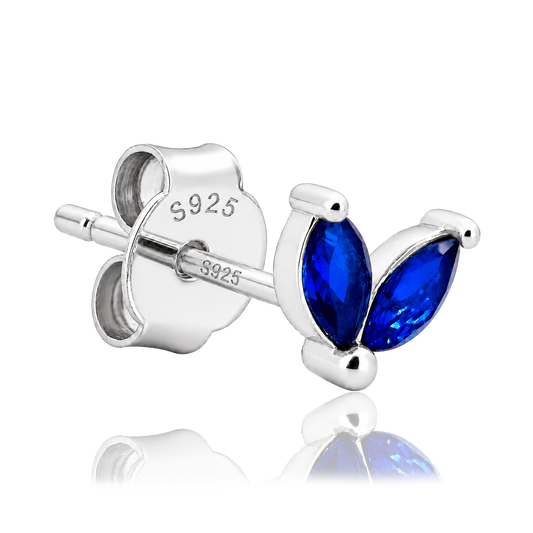 Pendiente Blossom Azul Plata