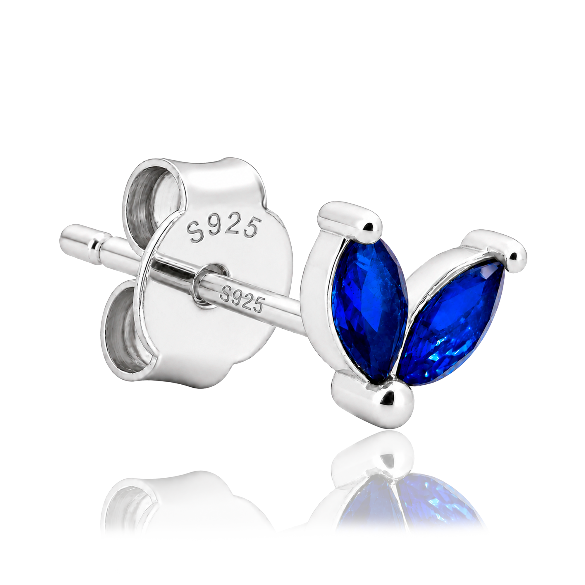 Pendiente Blossom Azul Plata