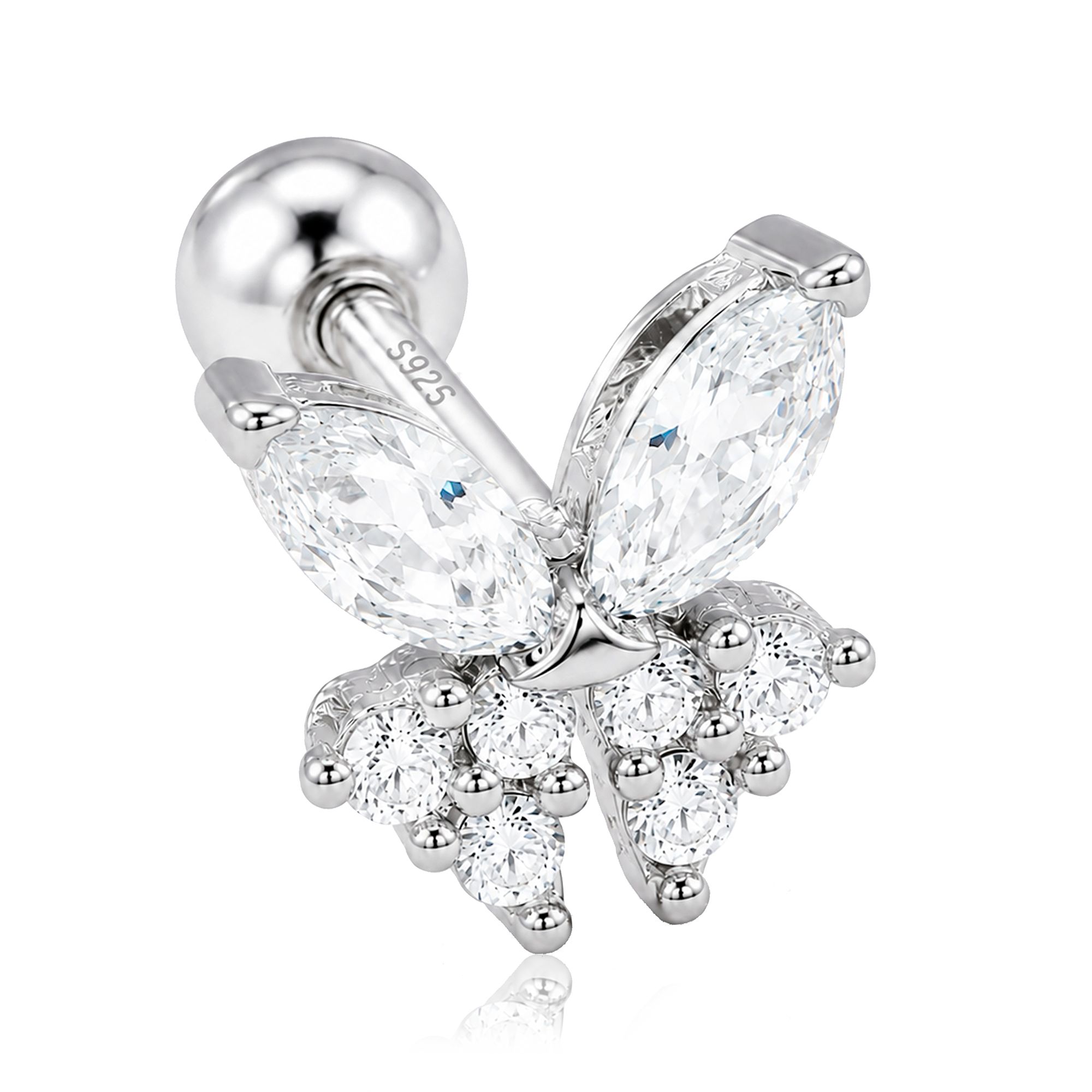 Pendiente Mariposa Blanco Plata