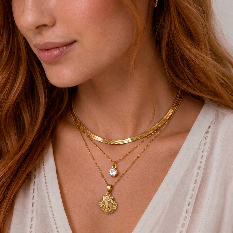 Collar White Dot Oro