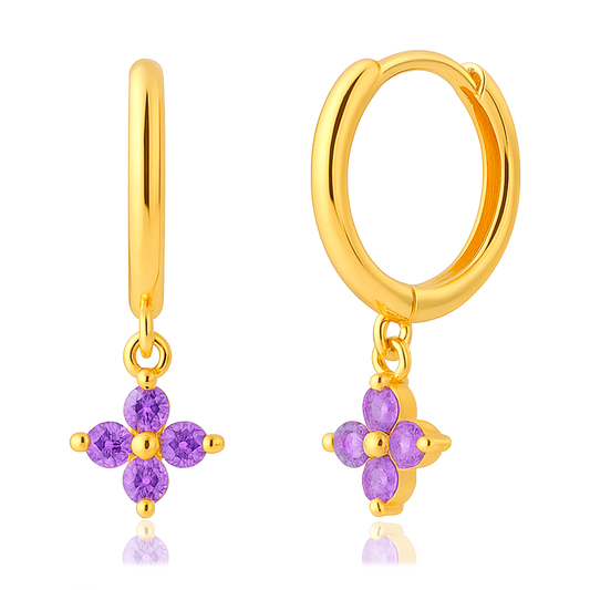 Orecchini Fiore Lilla Oro