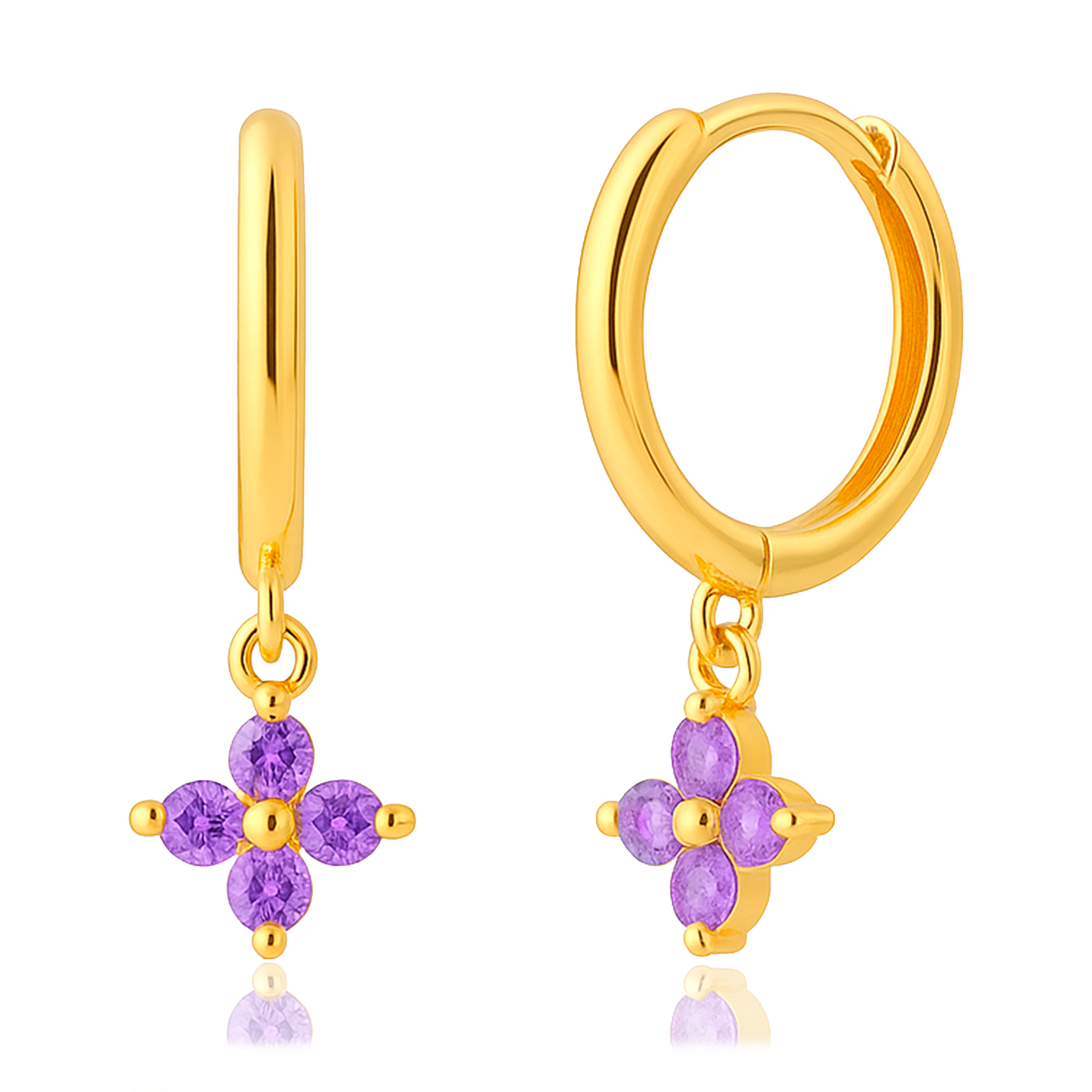 Aros Flor Lila Oro