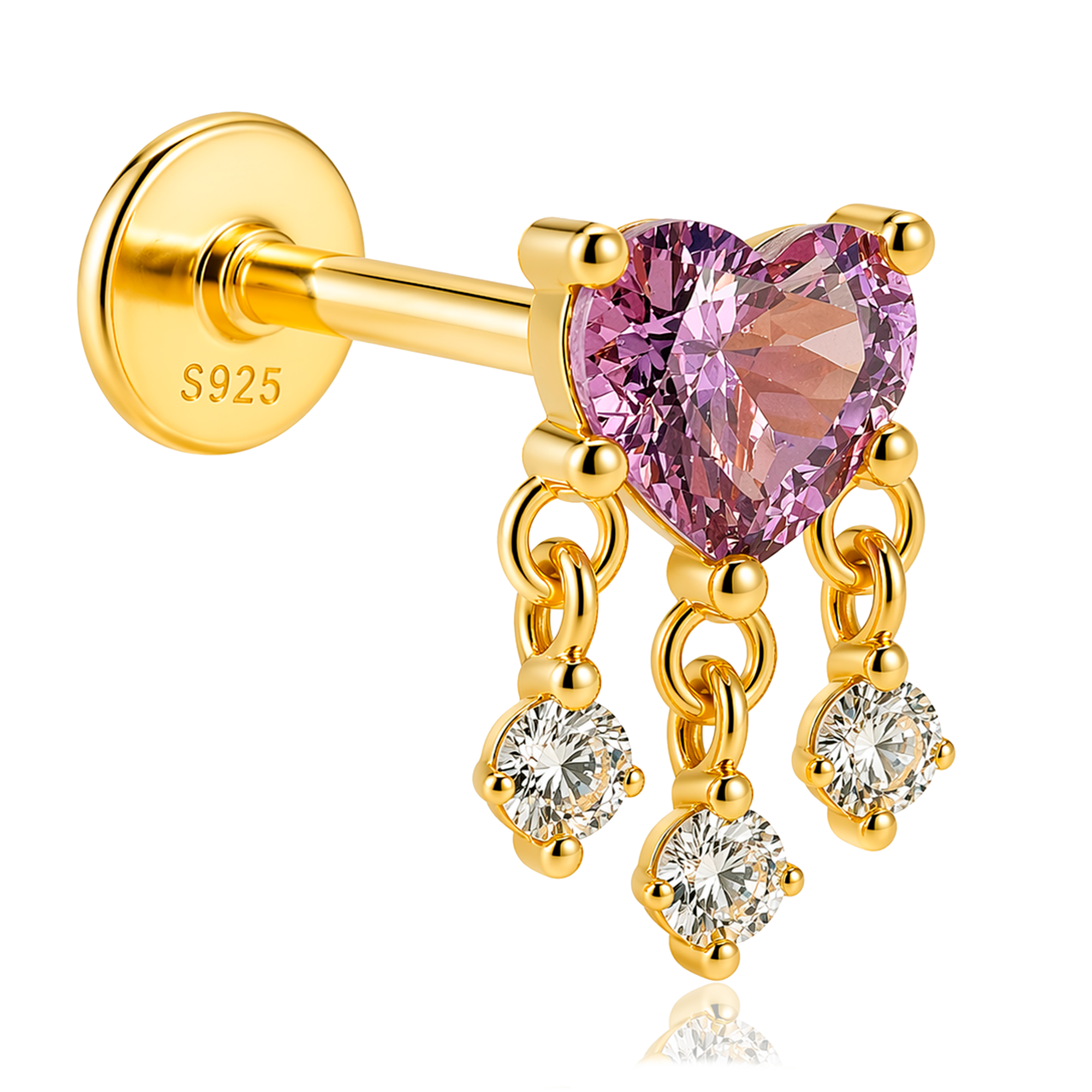 Orecchino Lila Heart Drop Oro