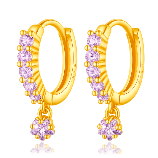 Destiny Lilac Gold Hoops 