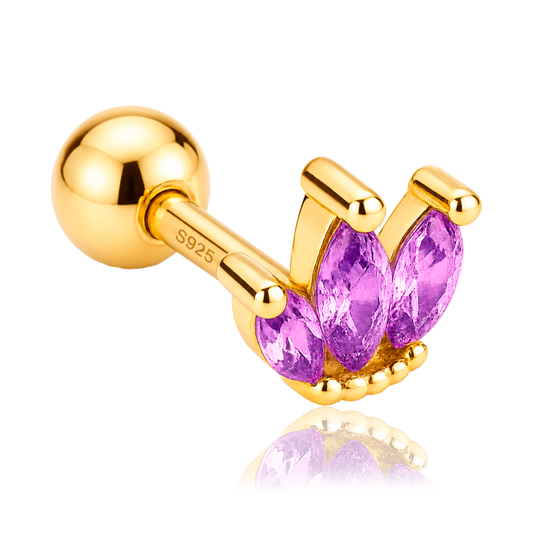 Orecchino Tulipano Lilla Oro