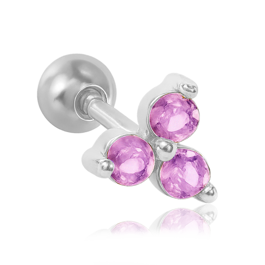 Orecchino Trifoglio Lilla Argento