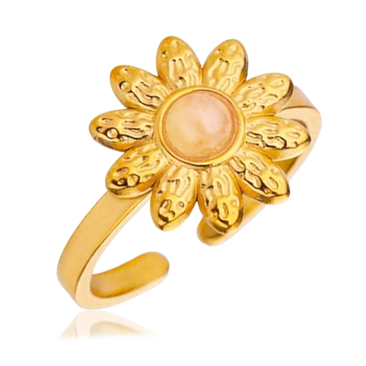 Anillo Margarita Cuarzo Oro