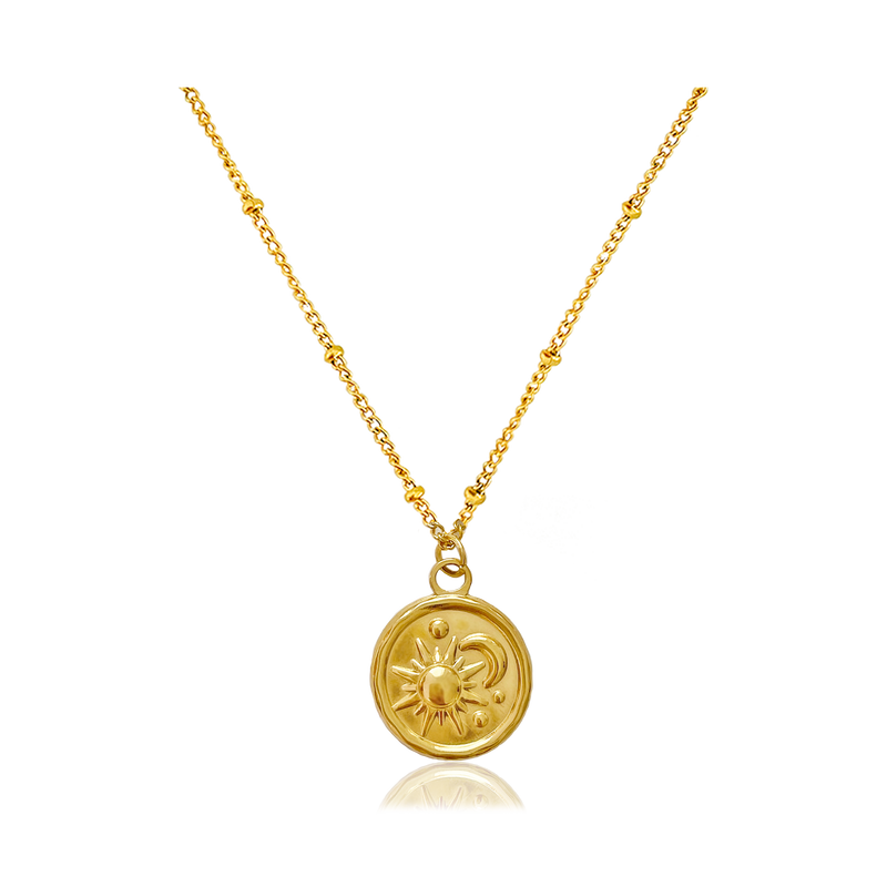 Collana Medaglia Sole e Luna Oro