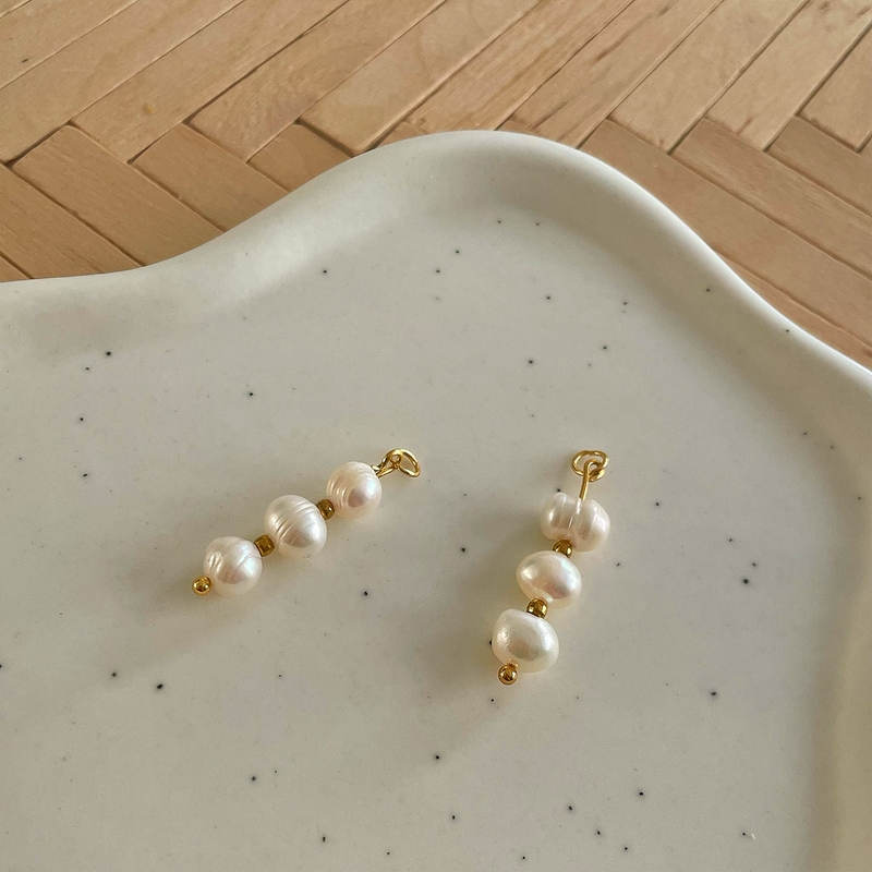 Ciondolo Tripla Perla Naturale Oro