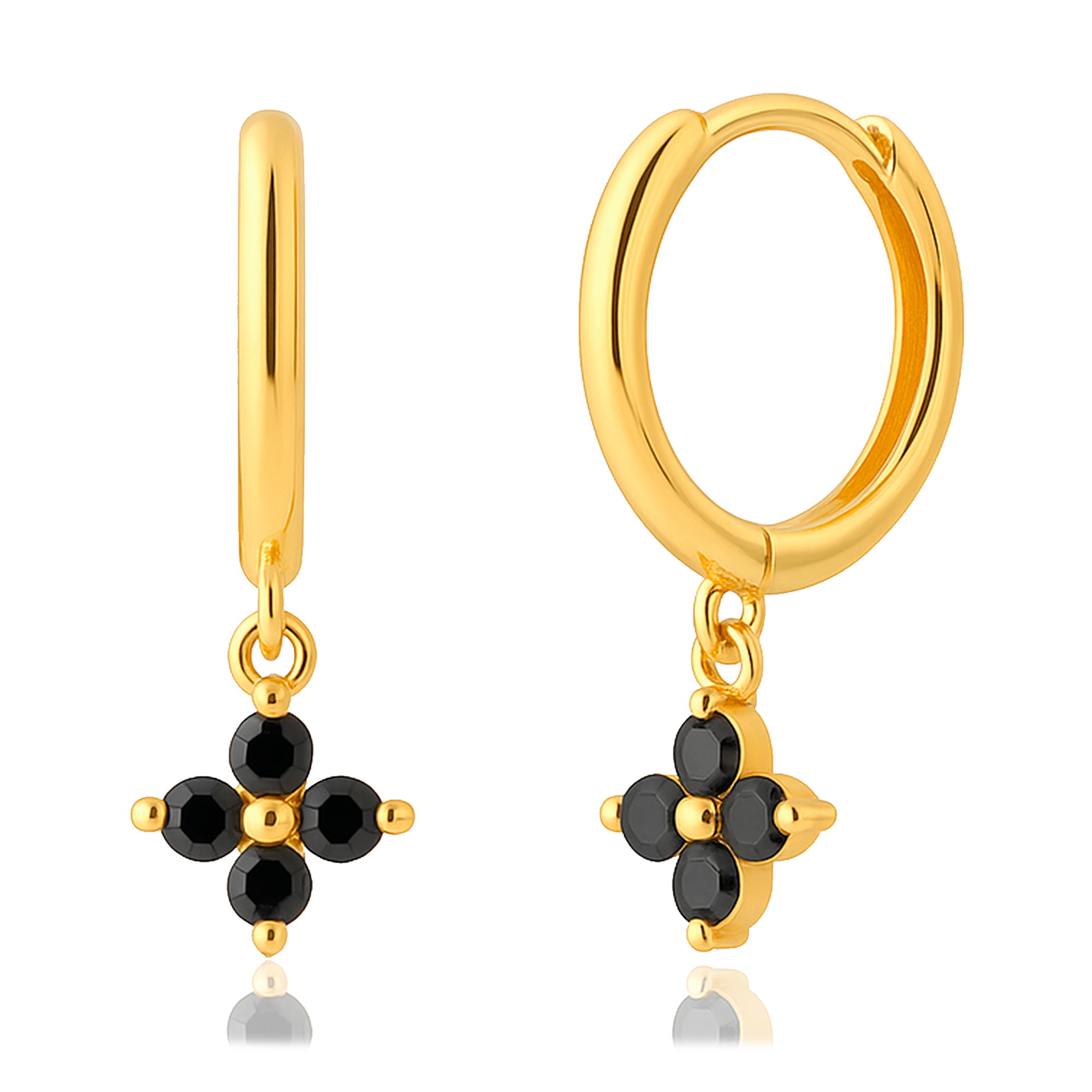 Aros Black Flor Oro