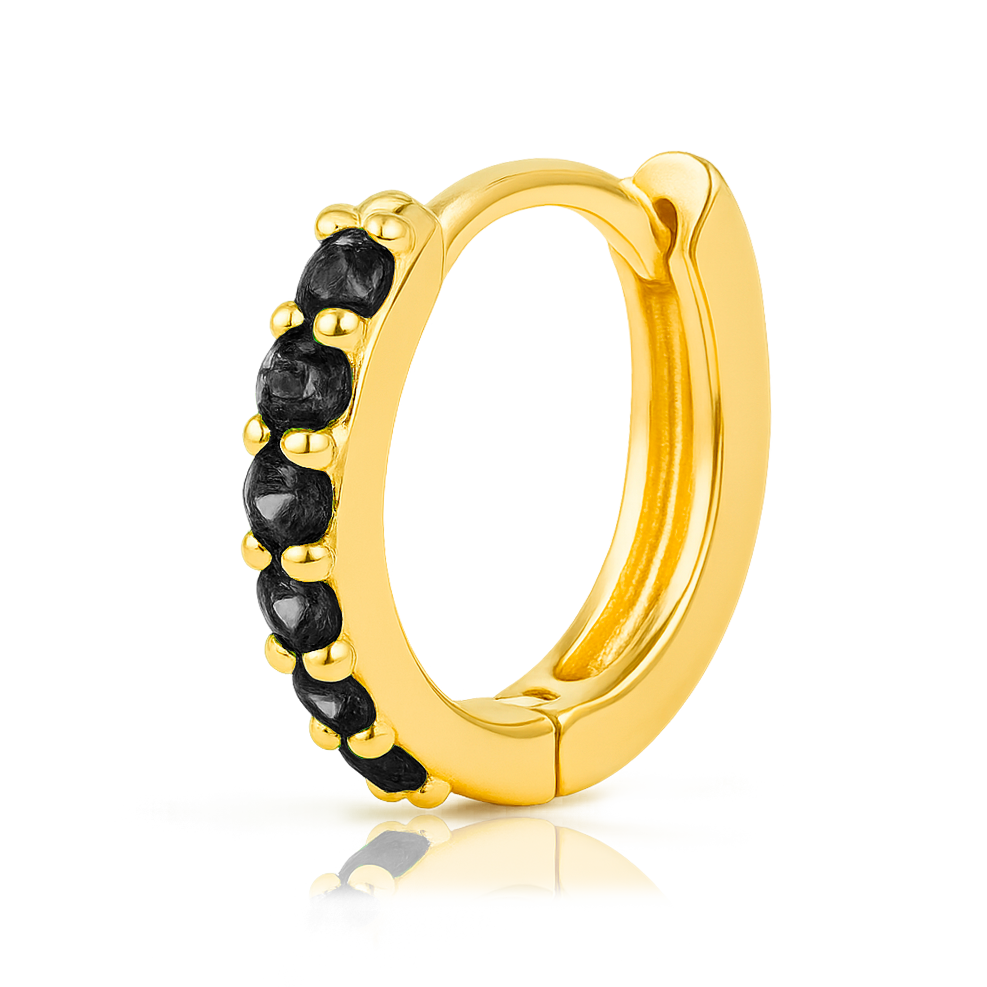 Orecchino Mini Nero Oro - 7mm