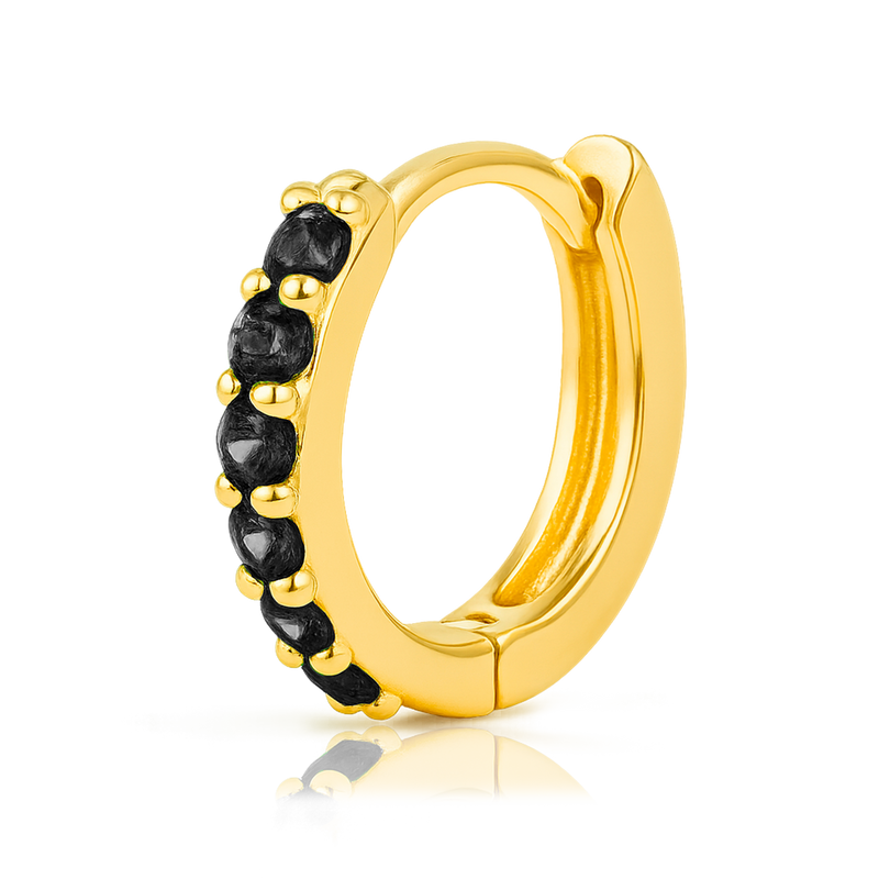 Orecchino Mini Nero Oro - 7mm