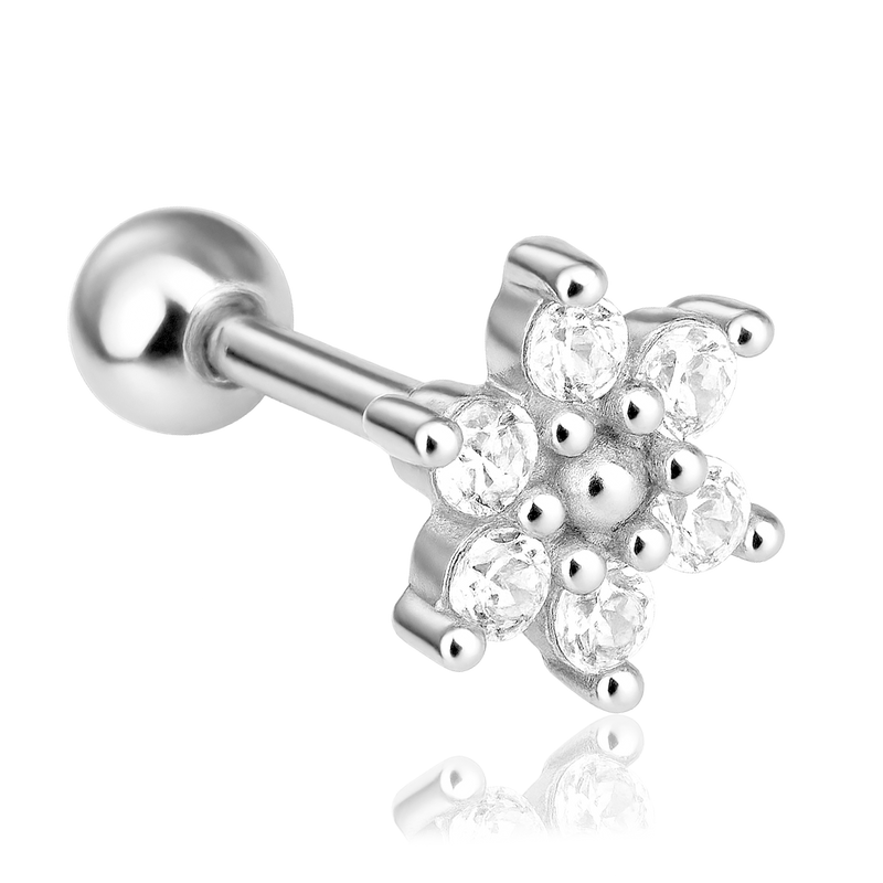 Orecchino Fiore Petali Bianchi Argento