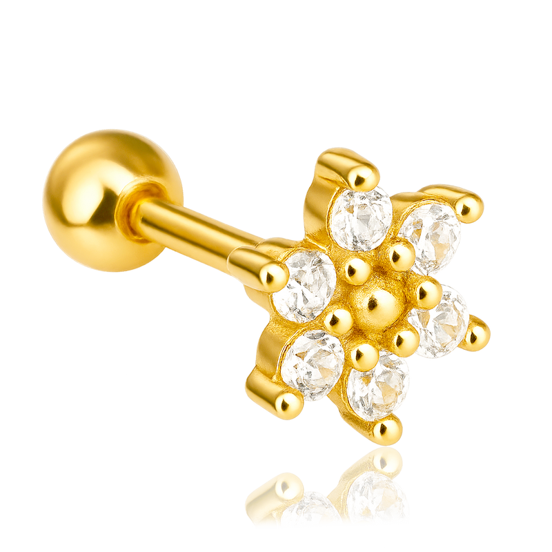 Orecchino Fiore Petali Bianchi Oro