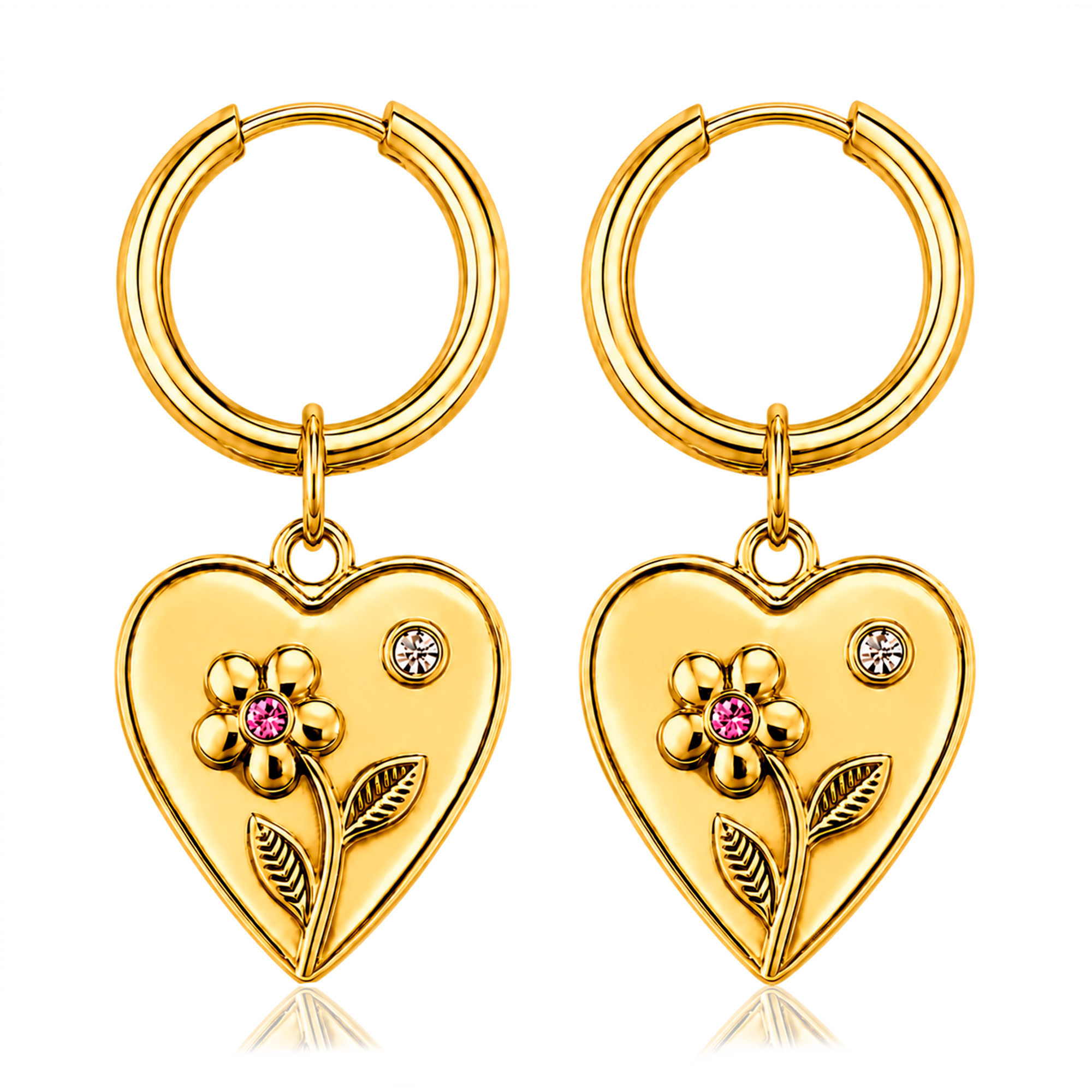 Aros Medium Basic Heart Bloom Oro