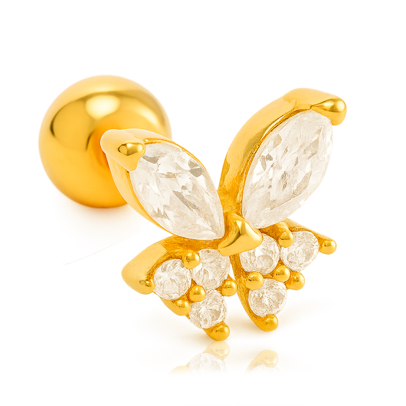 White Gold Butterfly Earring
