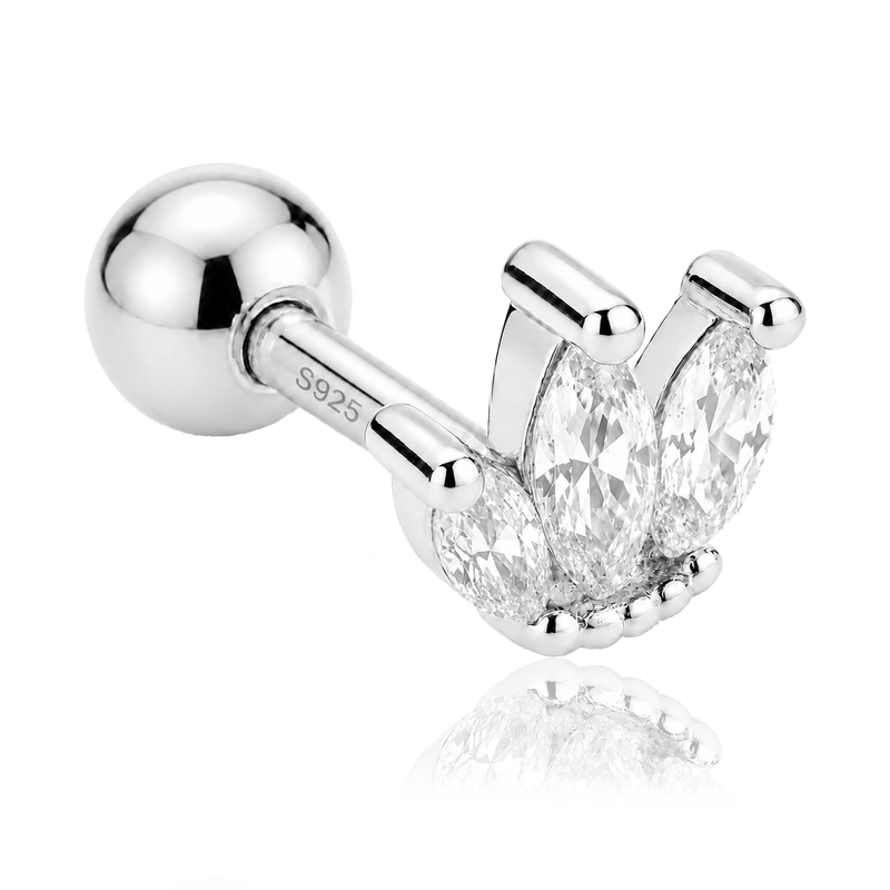 Orecchino Tulipano Bianco Argento