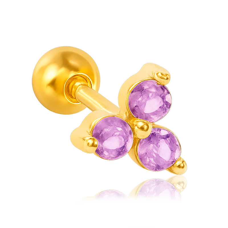 Orecchino Quadrifoglio Lilla Oro