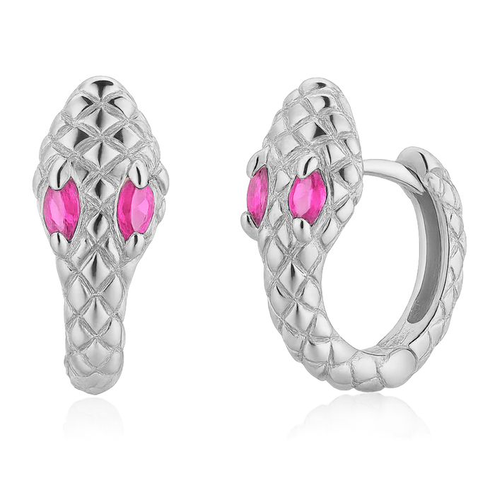 Orecchini Cobra Rosa Argento