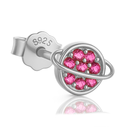 Orecchino Pianeta Rosa Argento