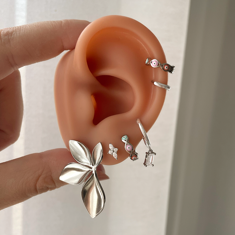 Aros Phoebe Blanco Plata