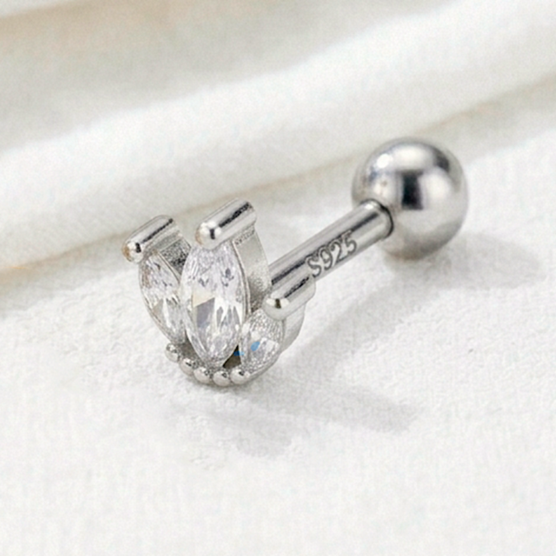 Orecchino Tulipano Bianco Argento